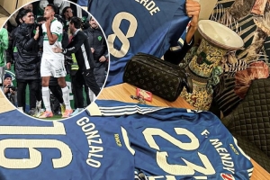 逼平皇马后，阿尔瓦罗收集了82、贡萨洛、门迪和罗德里戈的球衣