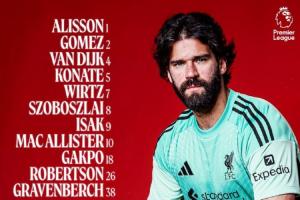 利物浦vs桑德兰首发：萨拉赫连场替补！麦8赫、维尔茨伊萨克登场