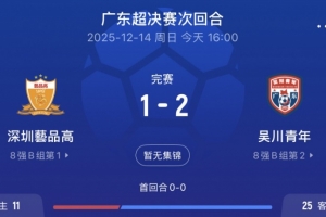 吴川青年2-1深圳藝品高夺得广东省超冠军，宁浩旭补时绝杀